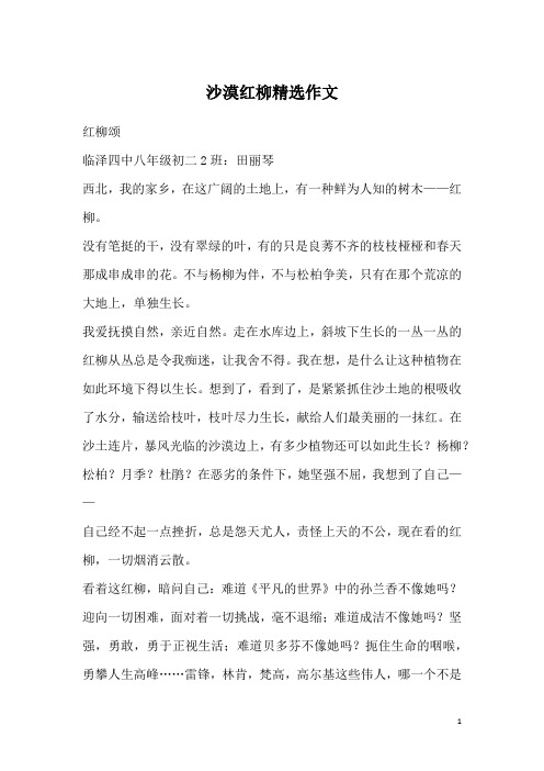 沙漠红柳精选作文