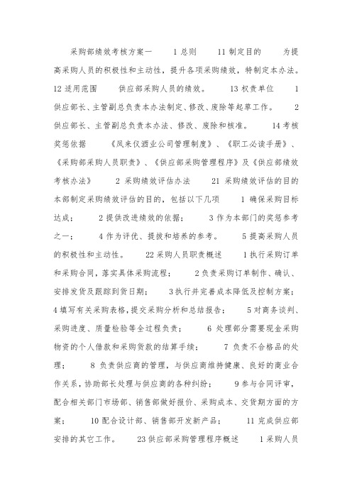 采购部绩效考核方案