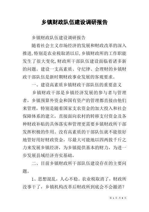 乡镇财政队伍建设调研报告
