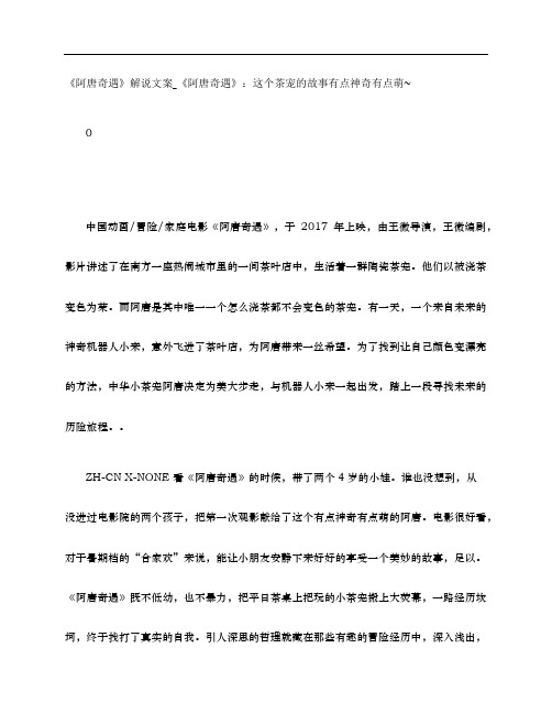 《阿唐奇遇》影评解说文案_《阿唐奇遇》：这个茶宠的故事有点神奇有点萌~