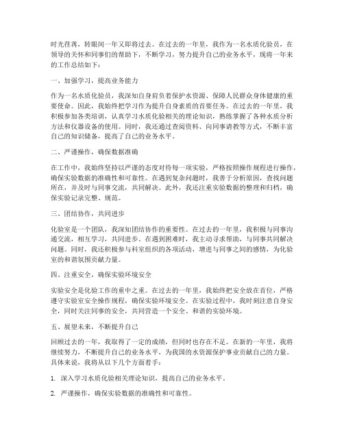 水质化验个人工作总结范文