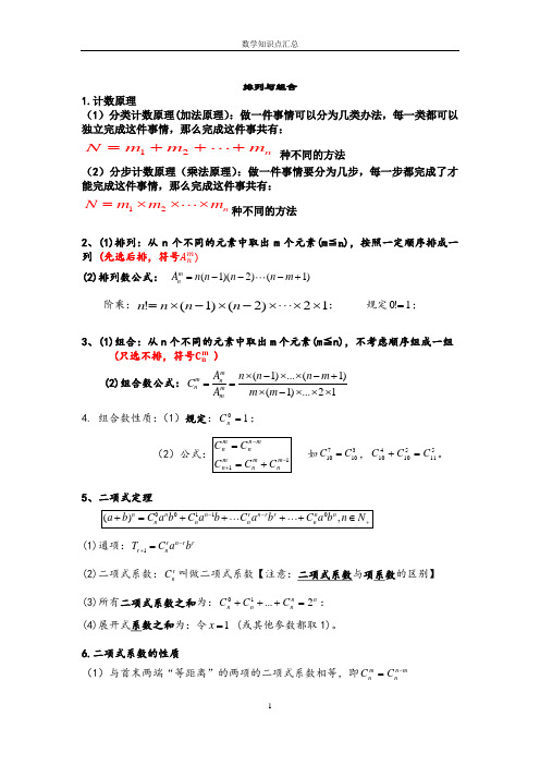 中职排列组合数学知识点汇总