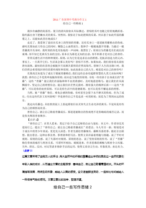 2011广东深圳中考满分作文(6篇