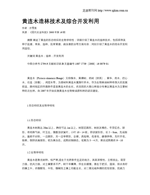 黄连木造林技术及综合开发利用