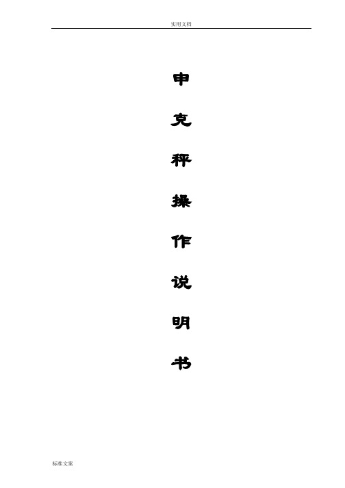 K20和K80申克秤说明书