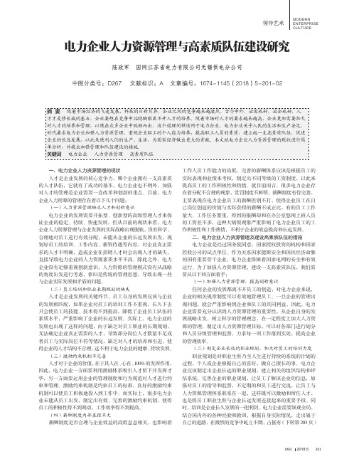 电力企业人力资源管理与高素质队伍建设研究