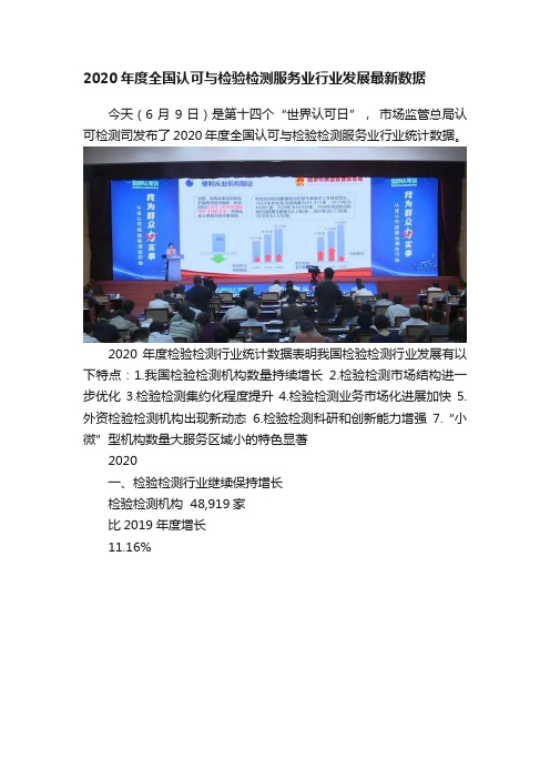 2020年度全国认可与检验检测服务业行业发展最新数据