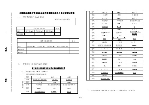 综合网规网优服务人员技能测试答案2008