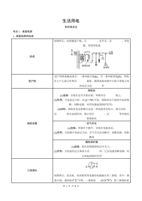 2024年中考 物理专题提升 生活用电(含答案)