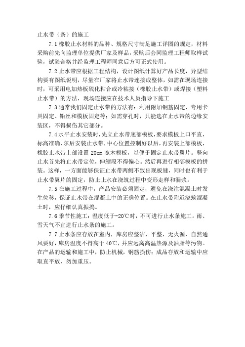 止水带施工施工技术方案