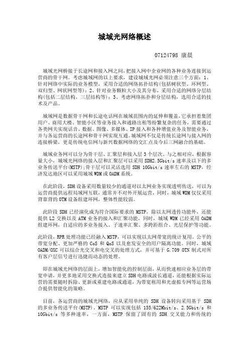 城域光网络概述