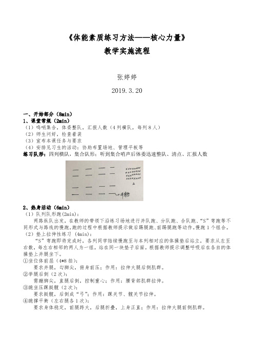 2019.3.20《体能素质练习方法·核心力量》教学实施流程公开课教案教学设计课件案例试卷