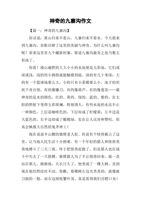 神奇的九寨沟作文