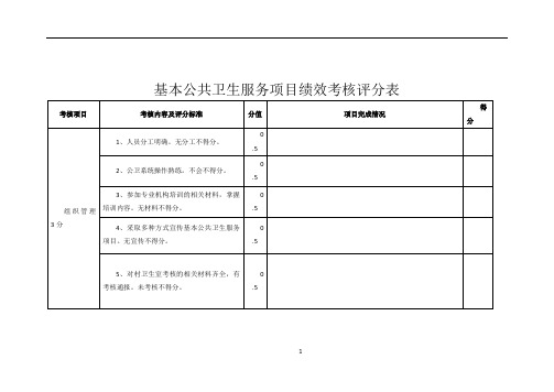 基本公共卫生绩效考核评分表(部分)