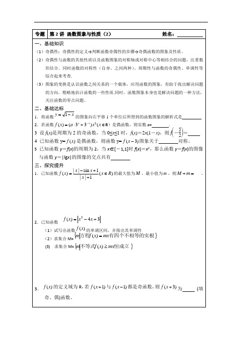 江苏省高三数学二轮专题复习：第讲函数图象与性质