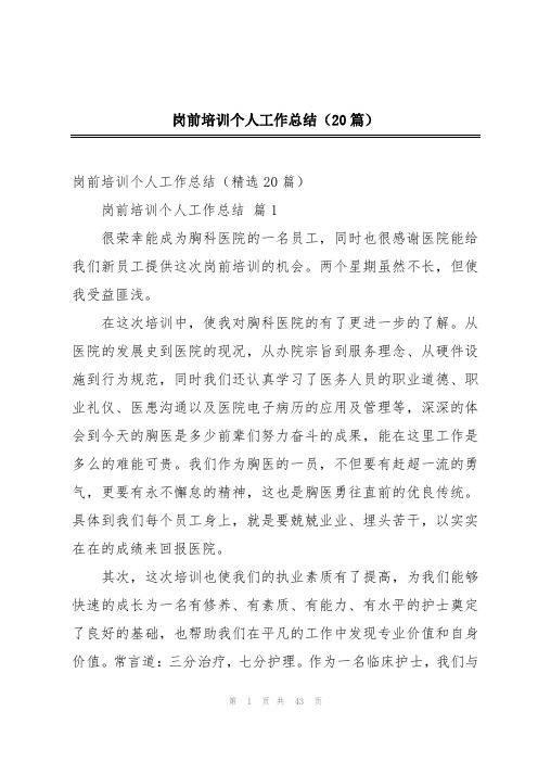 岗前培训个人工作总结(20篇)