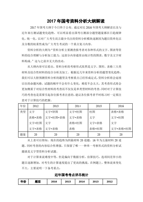2017年国考资料分析大纲解读