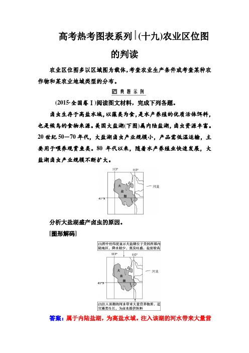 2019高考热考图表系列 (19)农业区位图的判读 Word版含解析