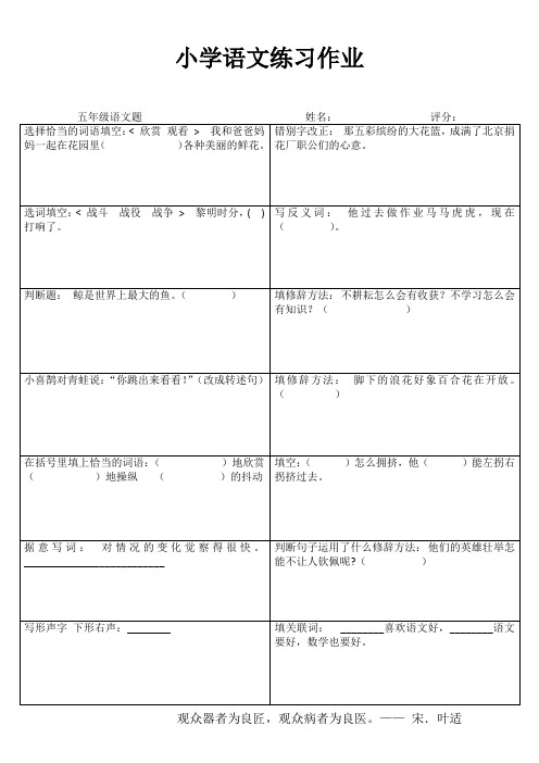 小学五年级语文课堂练习 (10)