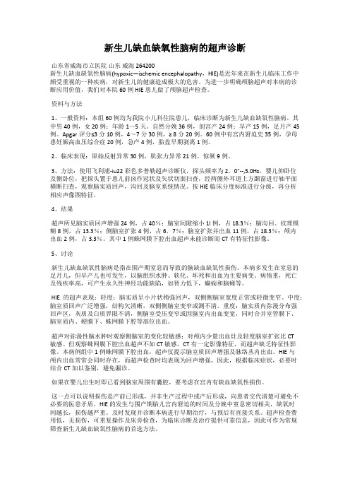 新生儿缺血缺氧性脑病的超声诊断