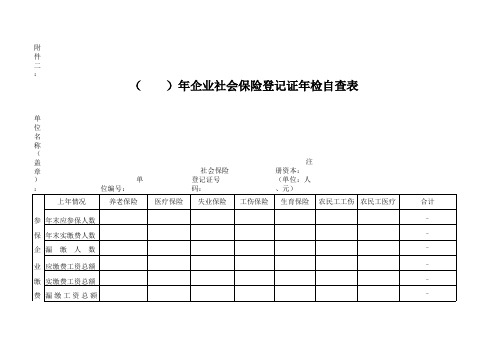 社会保险登记证年检自查表