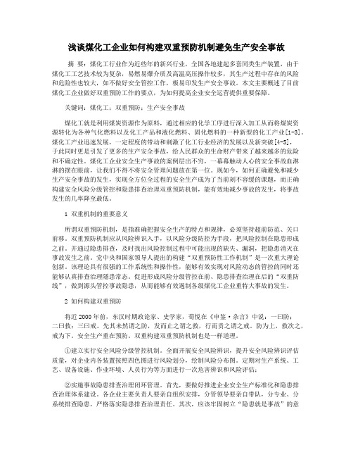 浅谈煤化工企业如何构建双重预防机制避免生产安全事故