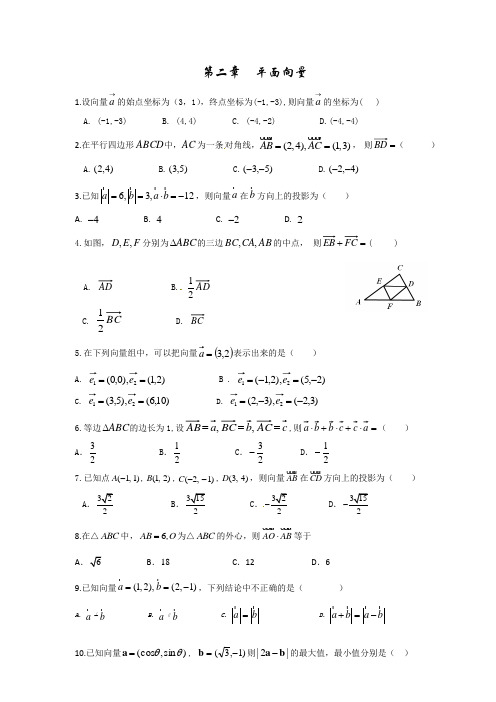 高中数学必修四第二章平面向量经典100道例题