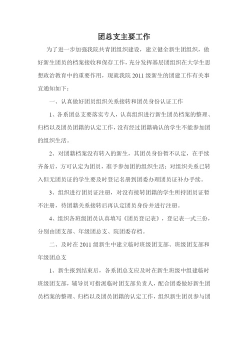 团总支主要工作