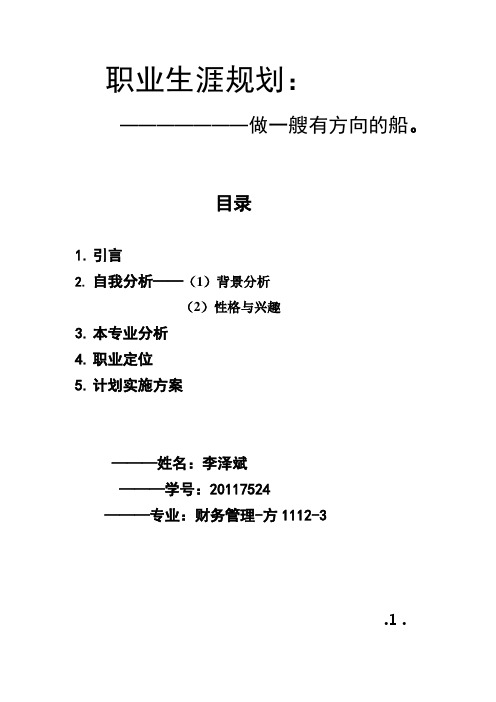 职业生涯规划(财务管理专业)