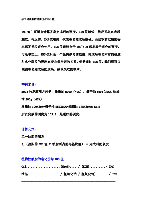 手工皂油脂的皂化价与INS值
