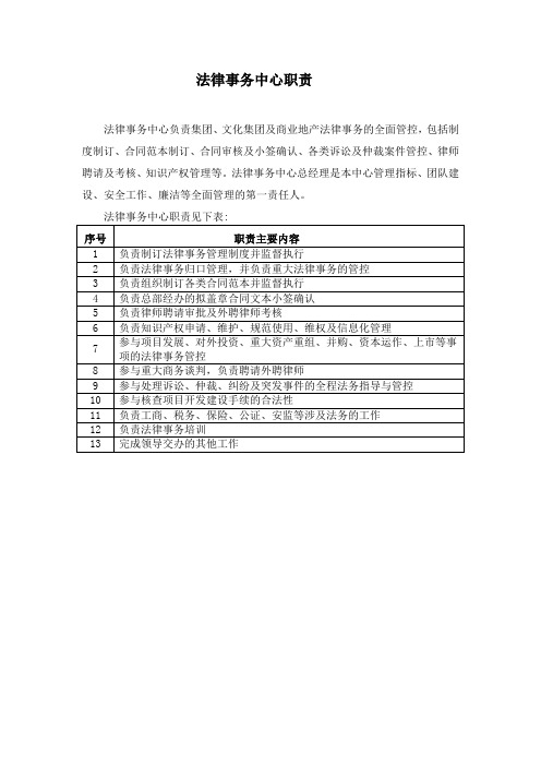 法律事务中心职责