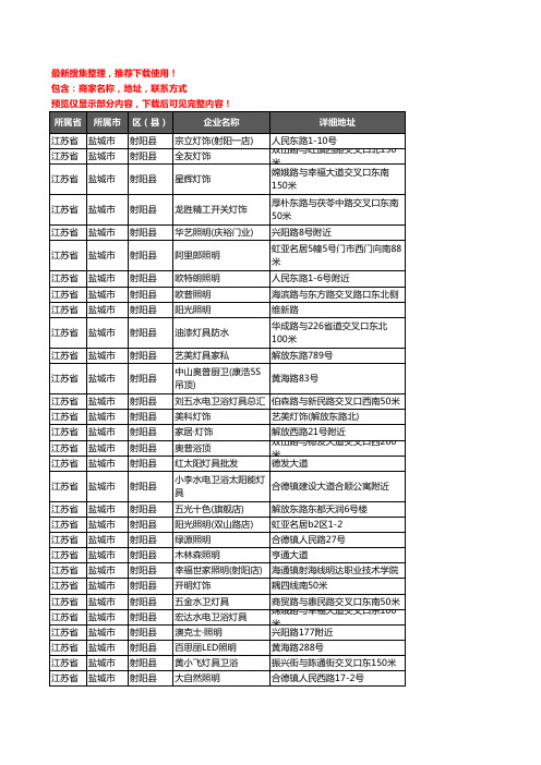新版江苏省盐城市射阳县灯饰企业公司商家户名录单联系方式地址大全117家