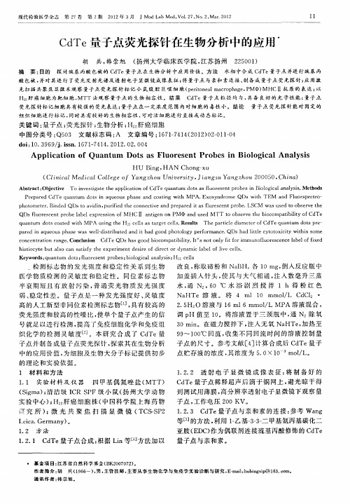 CdTe量子点荧光探针在生物分析中的应用