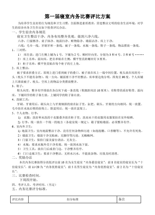 “寝室内务”评比方案