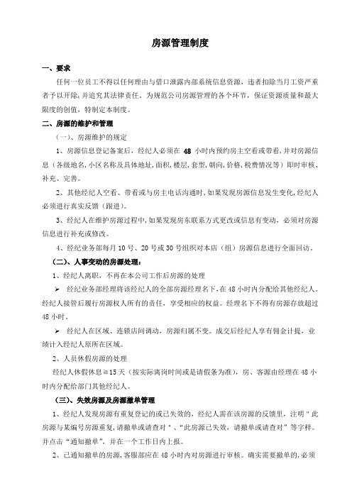 房源管理制度