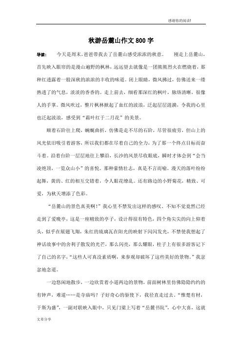 秋游岳麓山作文800字