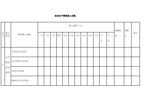 安全生产费用投入台账模版