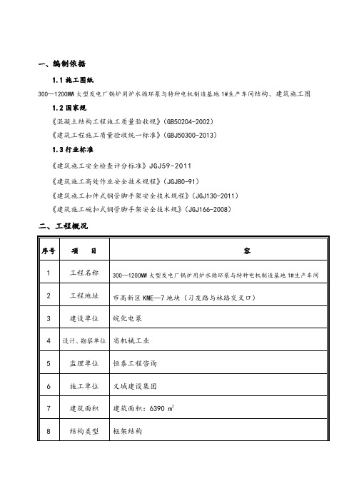 厂房模板工程施工组织设计方案