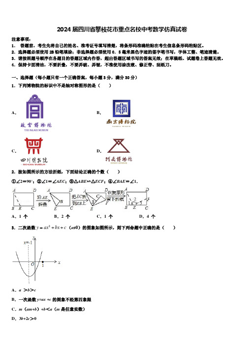 2024届四川省攀枝花市重点名校中考数学仿真试卷含解析