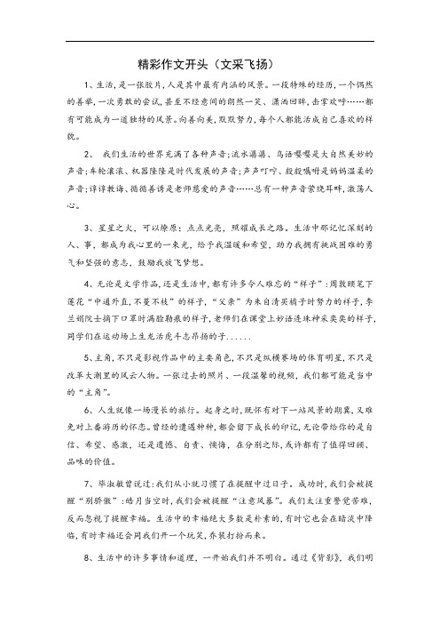 精彩作文开头(文采飞扬)