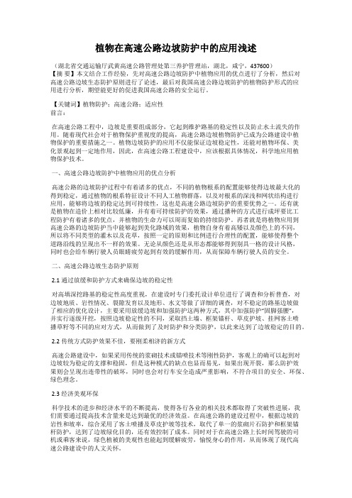 植物在高速公路边坡防护中的应用浅述