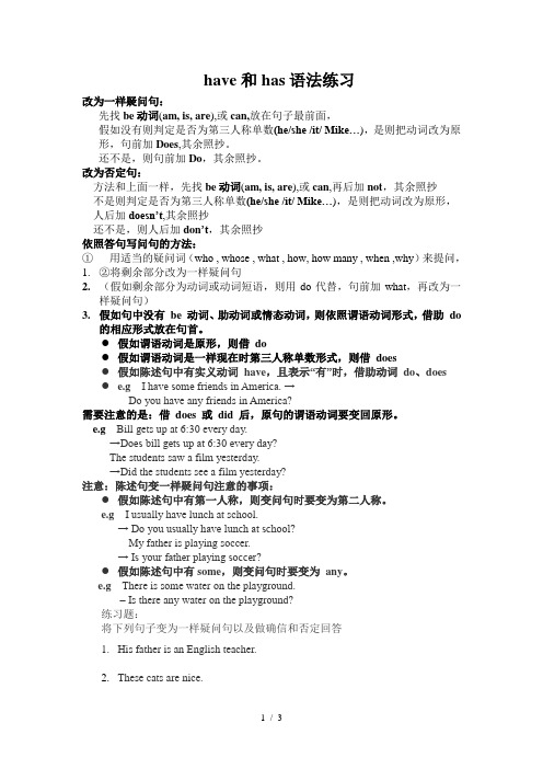 have和has语法练习