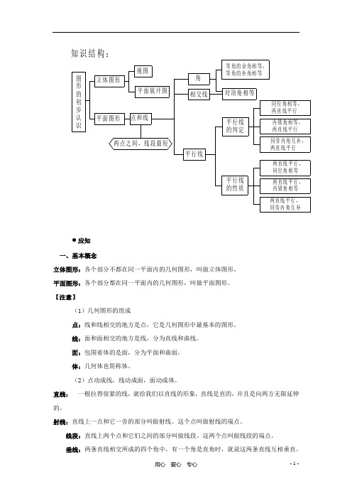 七年级数学家庭辅导 第四章 图形的初步认识 华东师大版