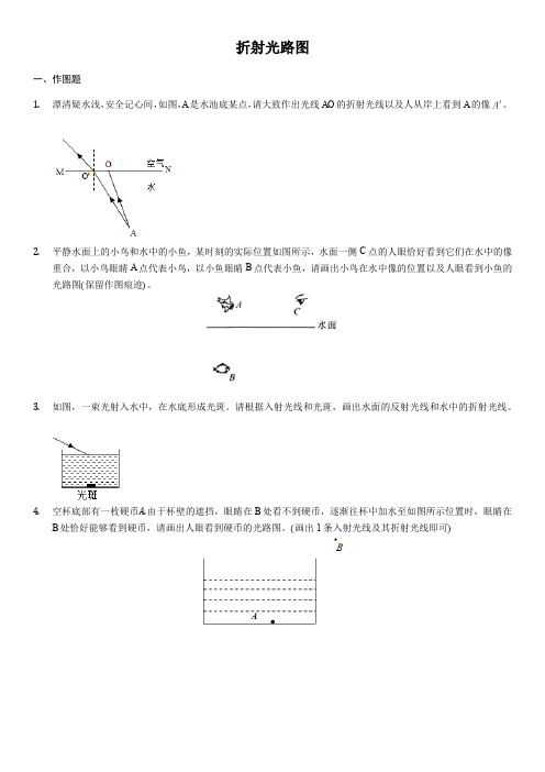 2020届九年级中考物理重要考点专题专练：折射光路图