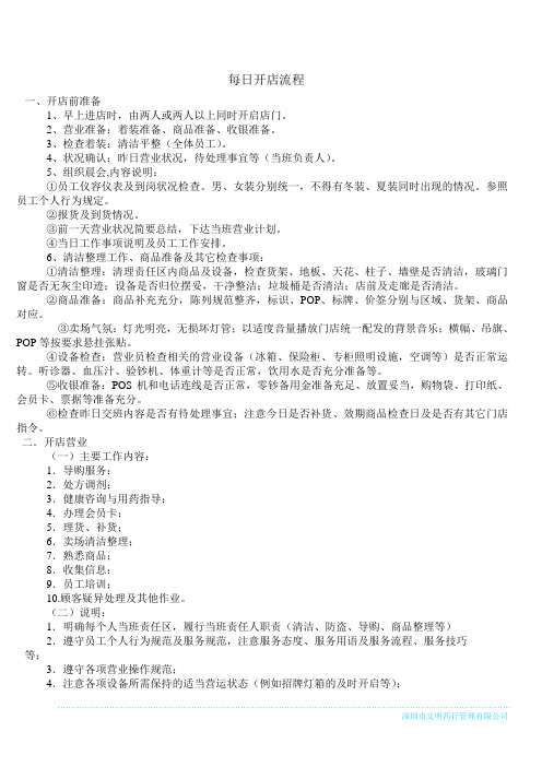 药店每日开店流程