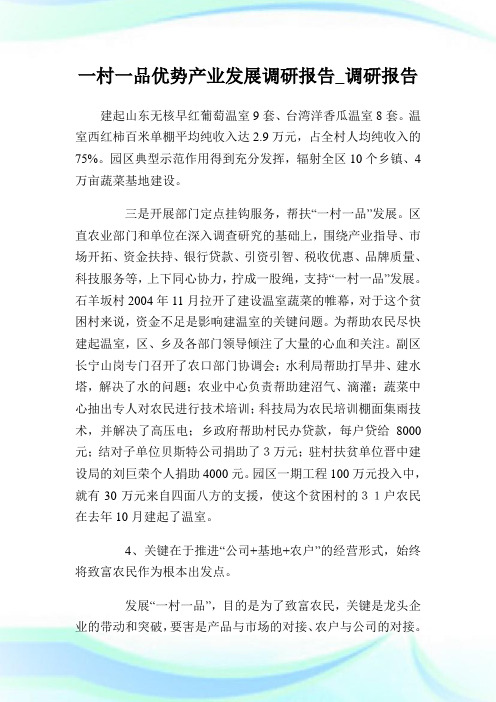 一村一品优势产业发展调研报告_调研报告_2.doc