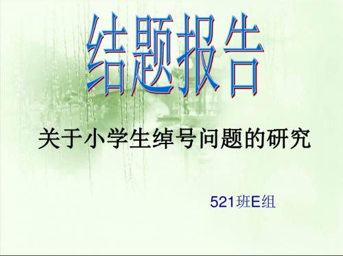 德育课题 “关于小学生绰号问的研究”成果展示汇报