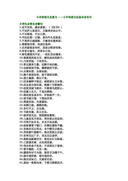 小升初语文总复习 ——小升初语文必备名言名句