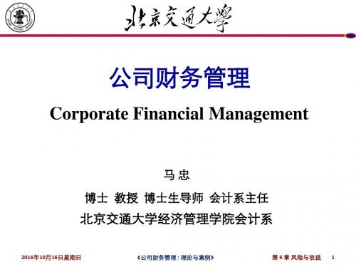 财务管理PPT 第06章 风险与收益