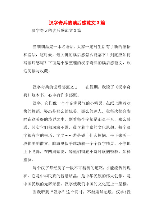 汉字奇兵的读后感范文3篇